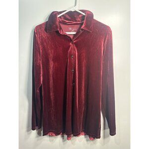 TOG shop womens long sleeve velvet button up collared shirt size misses large